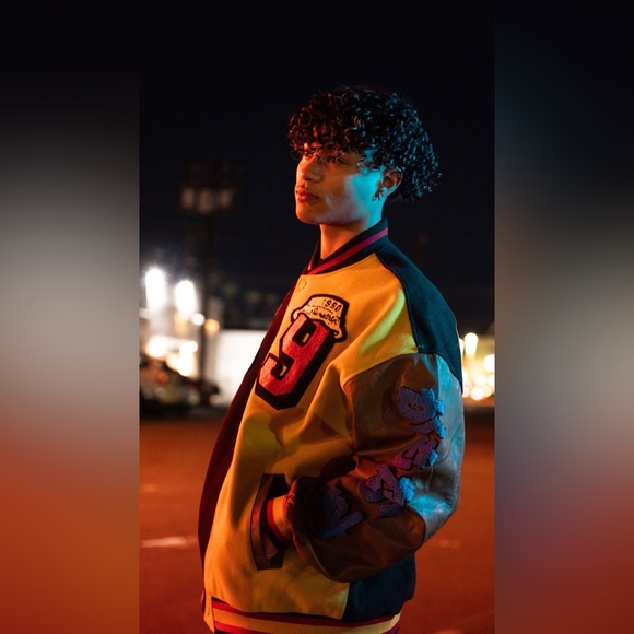 BLACK/YELLOW/RED/BLUE AELFRIC EDEN VARSITY JACKET